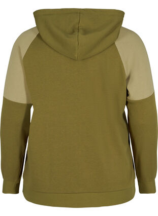 Sweatshirt med hætte og lomme, Olive Drab, Packshot image number 1