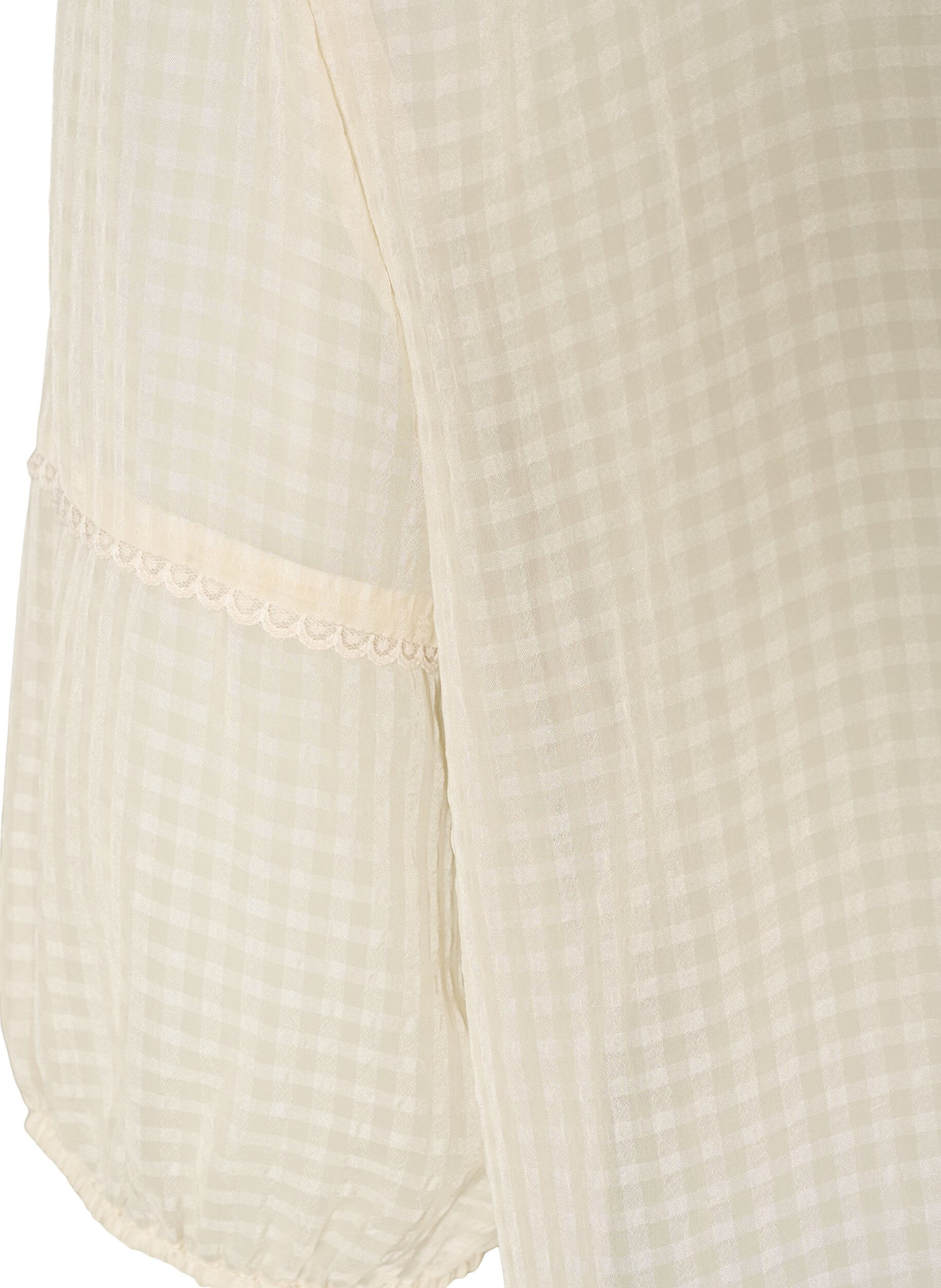 ZizziBluse i b&aelig;k og b&oslash;lge med bindeb&aring;nd, Beige, Packshot image number 3