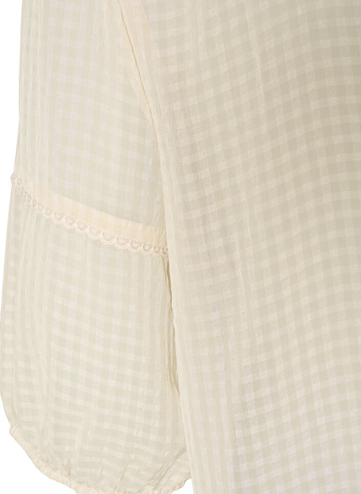 Bluse i b&aelig;k og b&oslash;lge med bindeb&aring;nd, Beige, Packshot image number 3