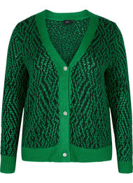 Mønstret strik cardigan med knapper, Jolly Green Comb