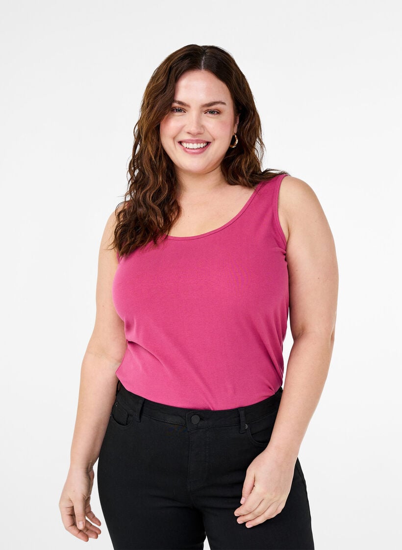 Ensfarvet basis top i bomuld, R&oslash;d, Model image number 0