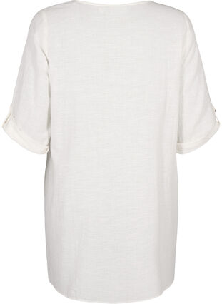 3/4 ærmet tunika i bomuldmix med hør, Off-White, Packshot image number 1