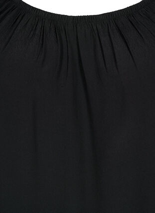 Stribet viskose bluse med korte ærmer, Black, Packshot image number 2