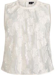 &AElig;rmel&oslash;s top i jacquard med blomsterstruktur, Vanilla