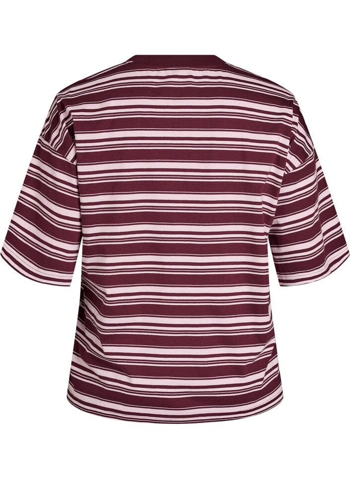 Boxy T-shirt med stribet m&oslash;nster, R&oslash;d, Packshot image number 1