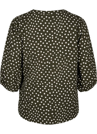 3/4 ærmet bluse i bomuld med print, Forest Night Dot, Packshot image number 1