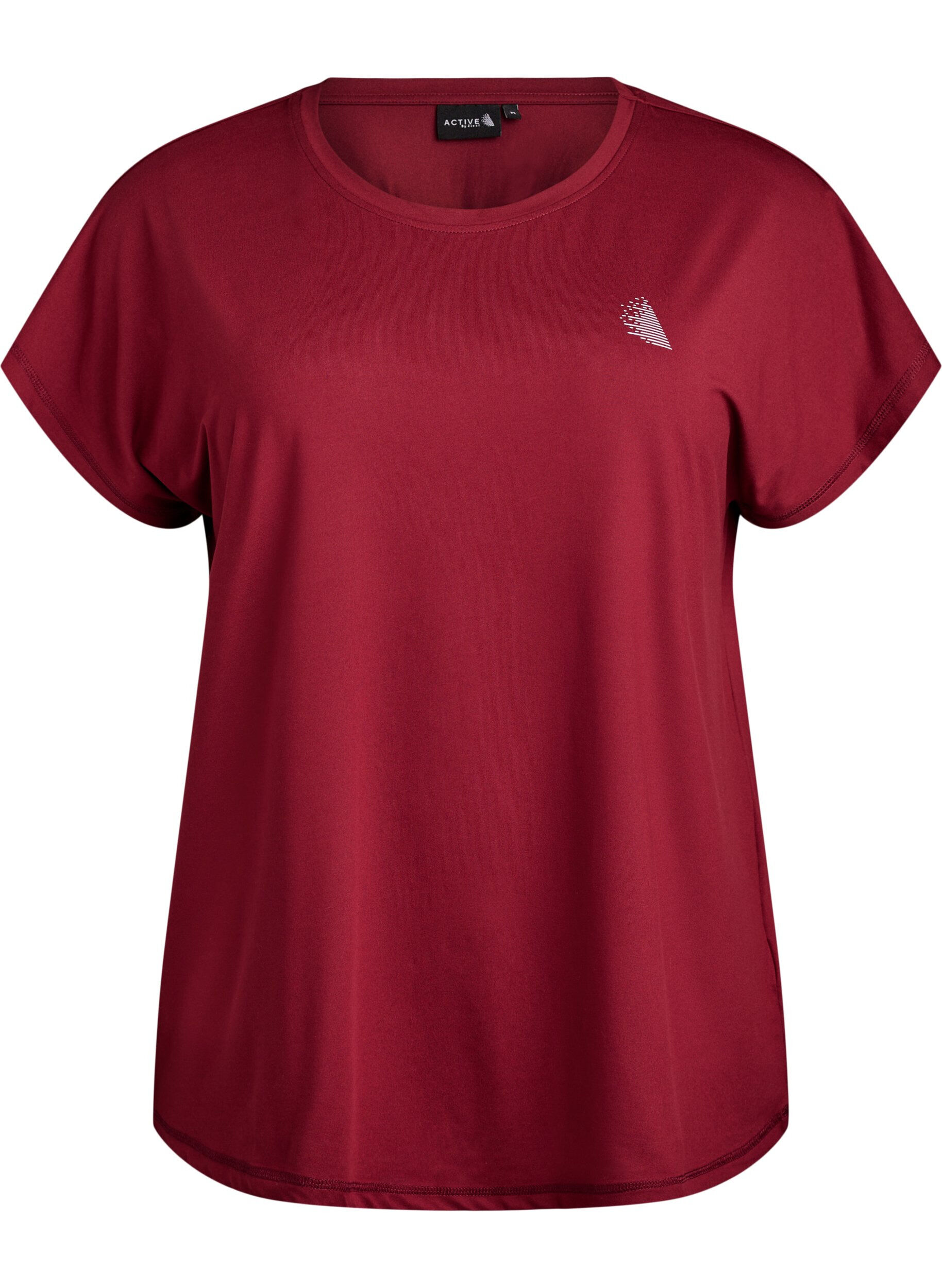 ZizziEnsfarvet tr&aelig;nings t-shirt, R&oslash;d, Packshot image number 0