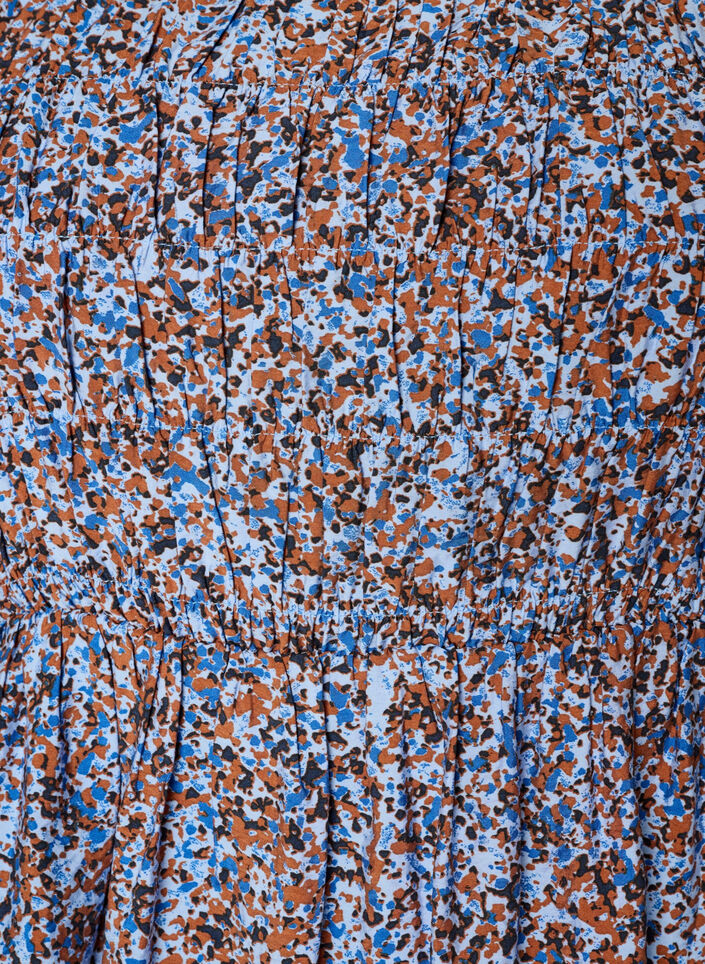 Bluse med smock og firkantet halsudsk&aelig;ring, Bl&aring;, Packshot image number 2