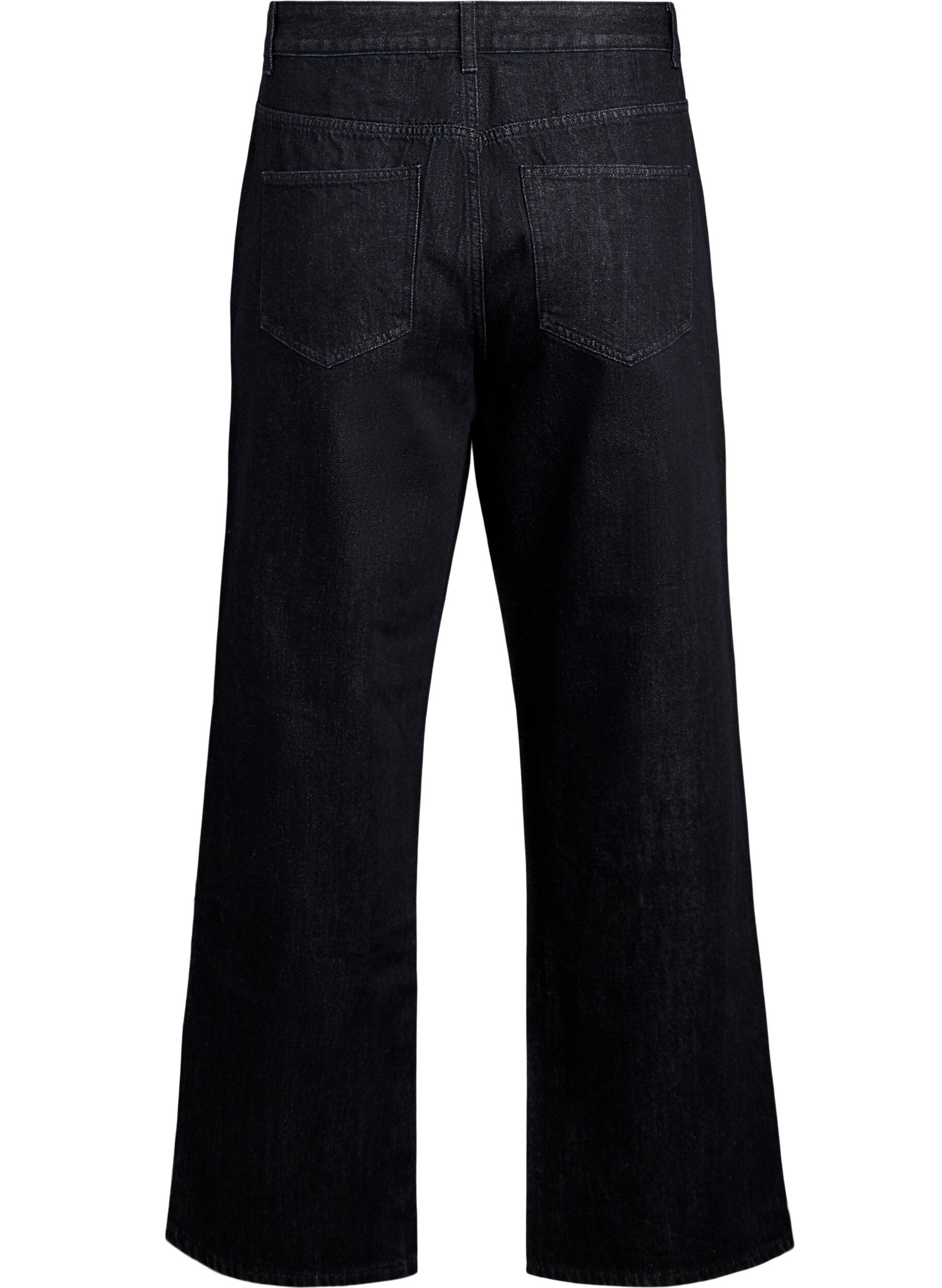 Zizzi Wide fit jeans med bl&oslash;d, b&oslash;rstet inderside, Sort, Packshot image number 1