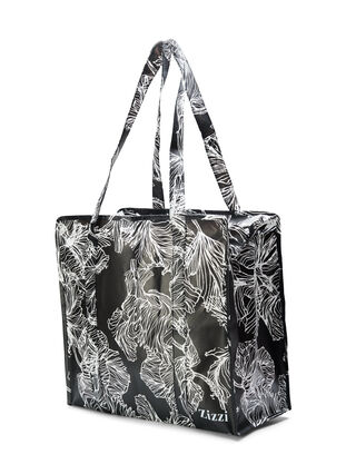 Shoppingbag med lynlås, Black Flower AOP, Packshot image number 1