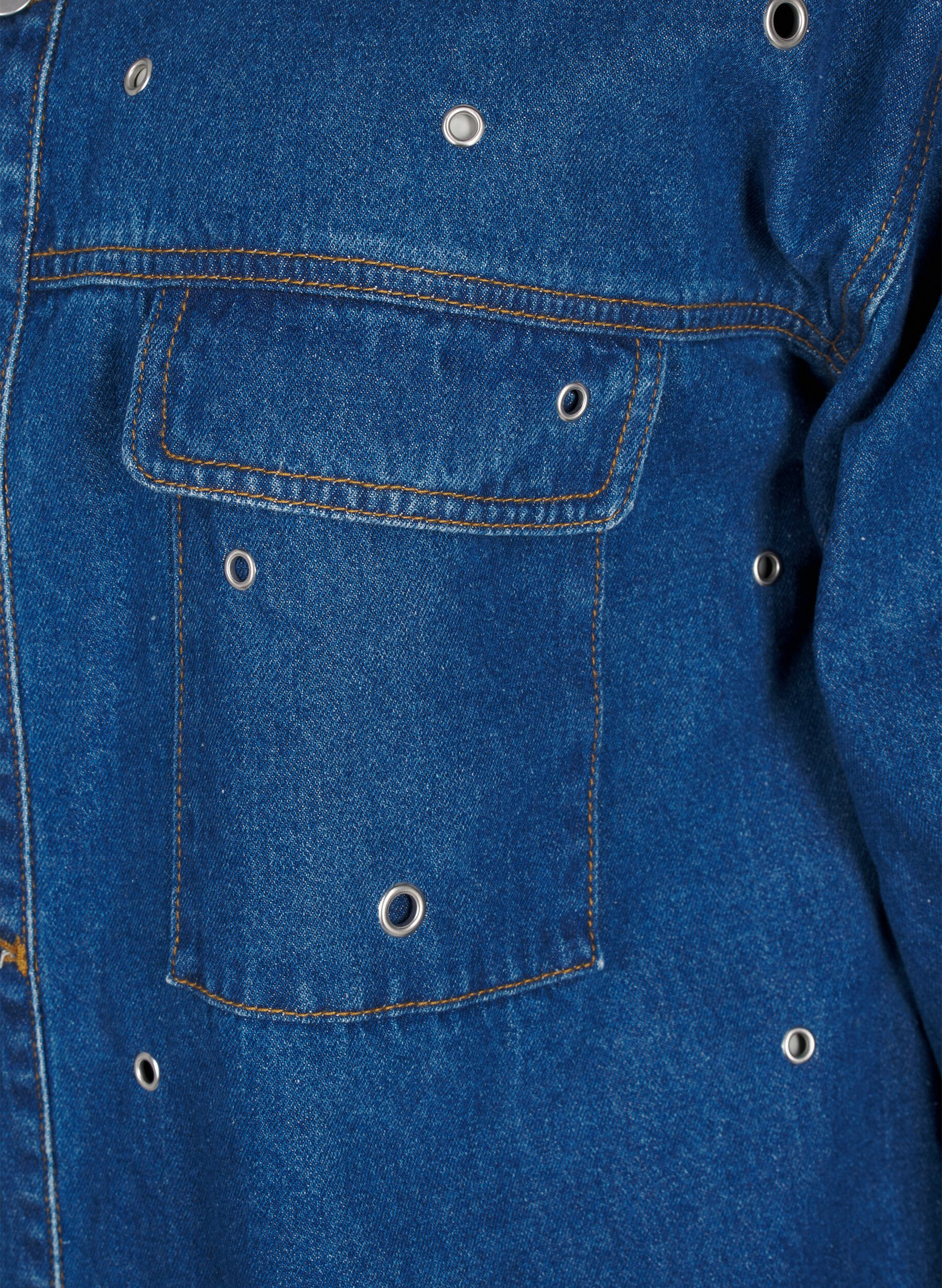 Zizzi Denim skjorte med eyelets, Bl&aring;, Packshot image number 3