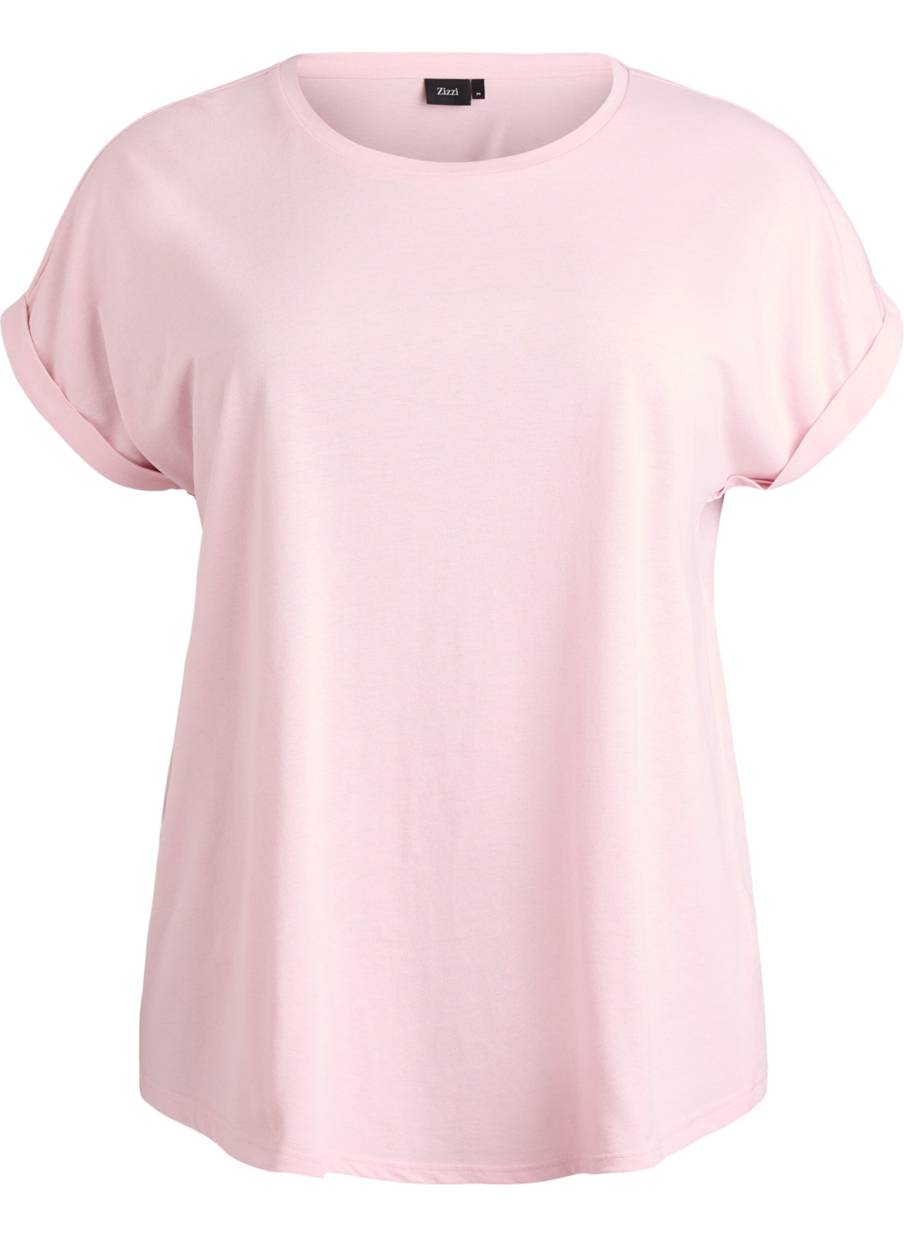 ZizziKort&aelig;rmet t-shirt i bomuldsblanding, Lyser&oslash;d, Packshot image number 0