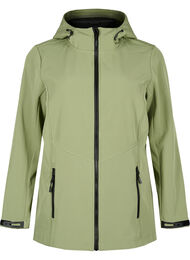 Kort softshell jakke med lommer, Oil Green