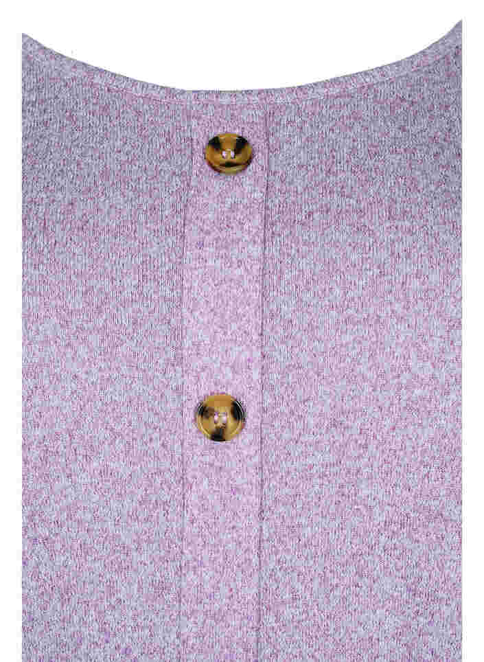 Bluse med knapper og 3/4 ærmer, Royal Lilac Melange, Packshot image number 2