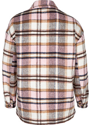 Ternet skjortejakke med brystlommer, Pink Check, Packshot image number 1