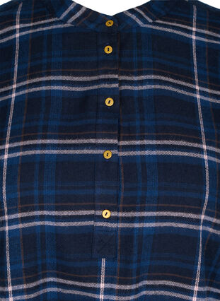 Ternet bluse med knapper og bindedetalje, Black Check Comb, Packshot image number 2