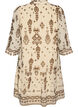 Kjole med ornamentprint og fl&aelig;sekrave, Beige, Packshot image number 1