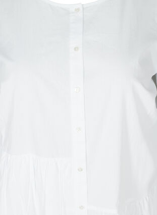 Bomulds skjortekjole med pufærmer, Bright White, Packshot image number 2
