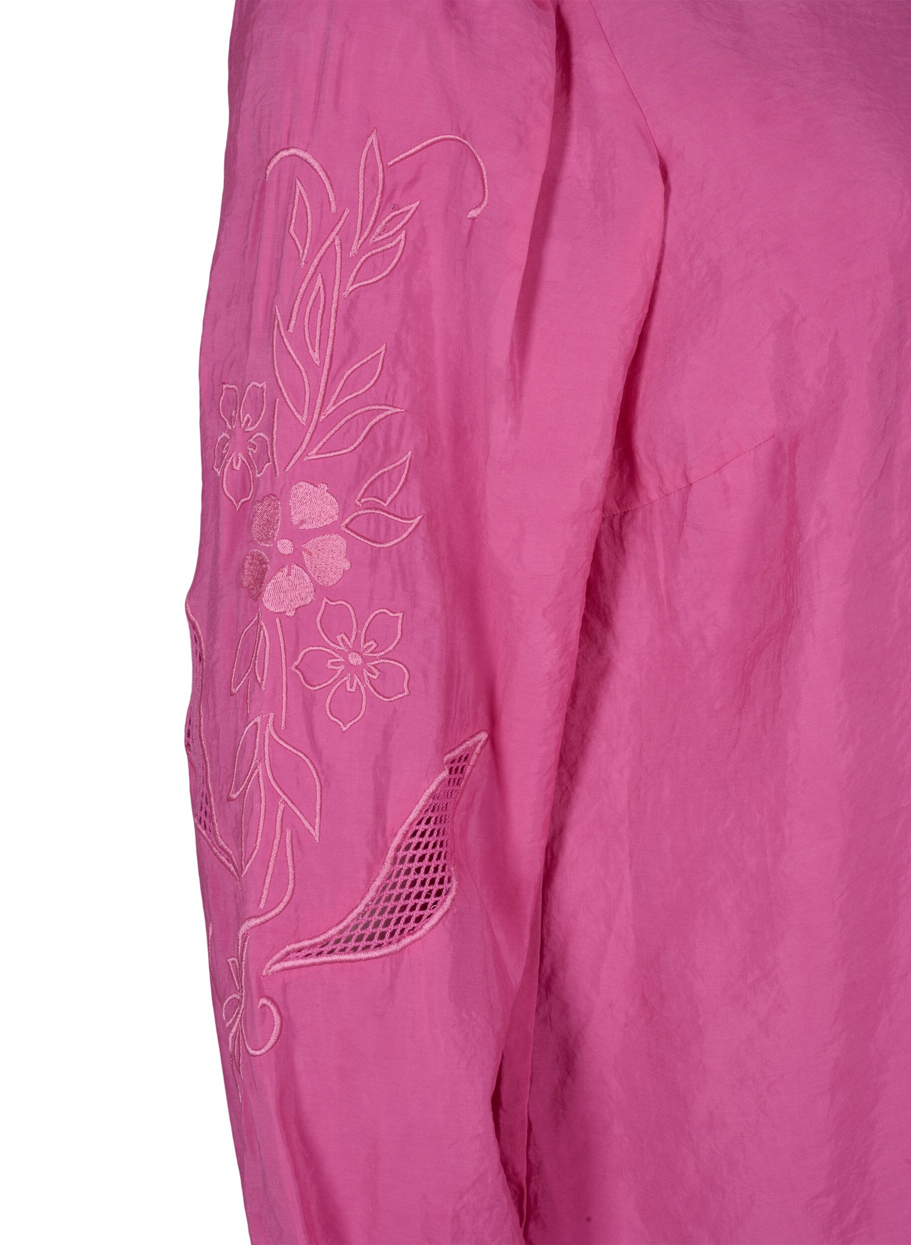 Zizzi Bluse i TENCEL&trade; Modal med broderidetaljer, Phlox Pink, Packshot image number 3