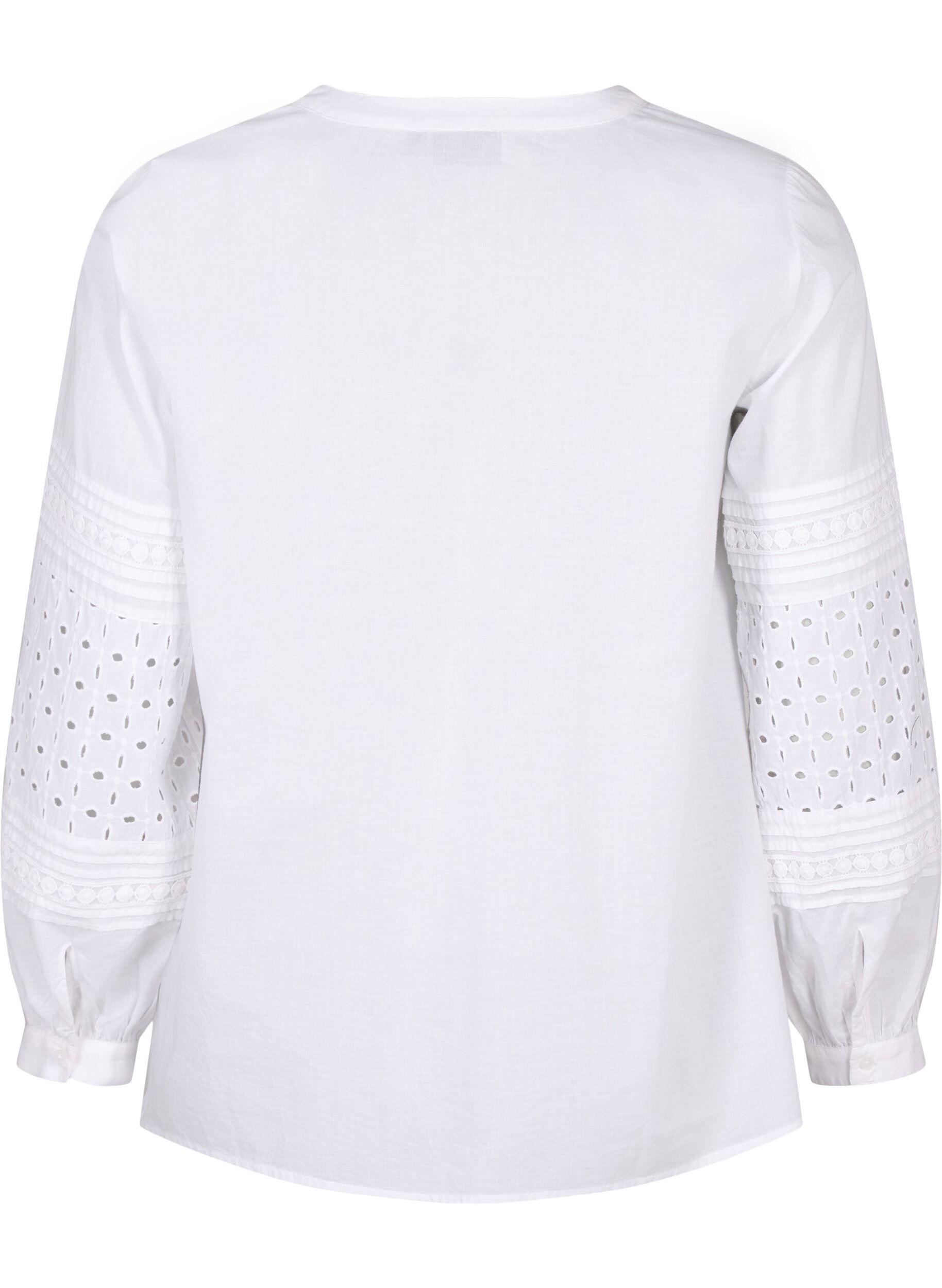 Zizzi Bluse med lange &aelig;rmer og dekorative detaljer, Bright White, Packshot image number 1