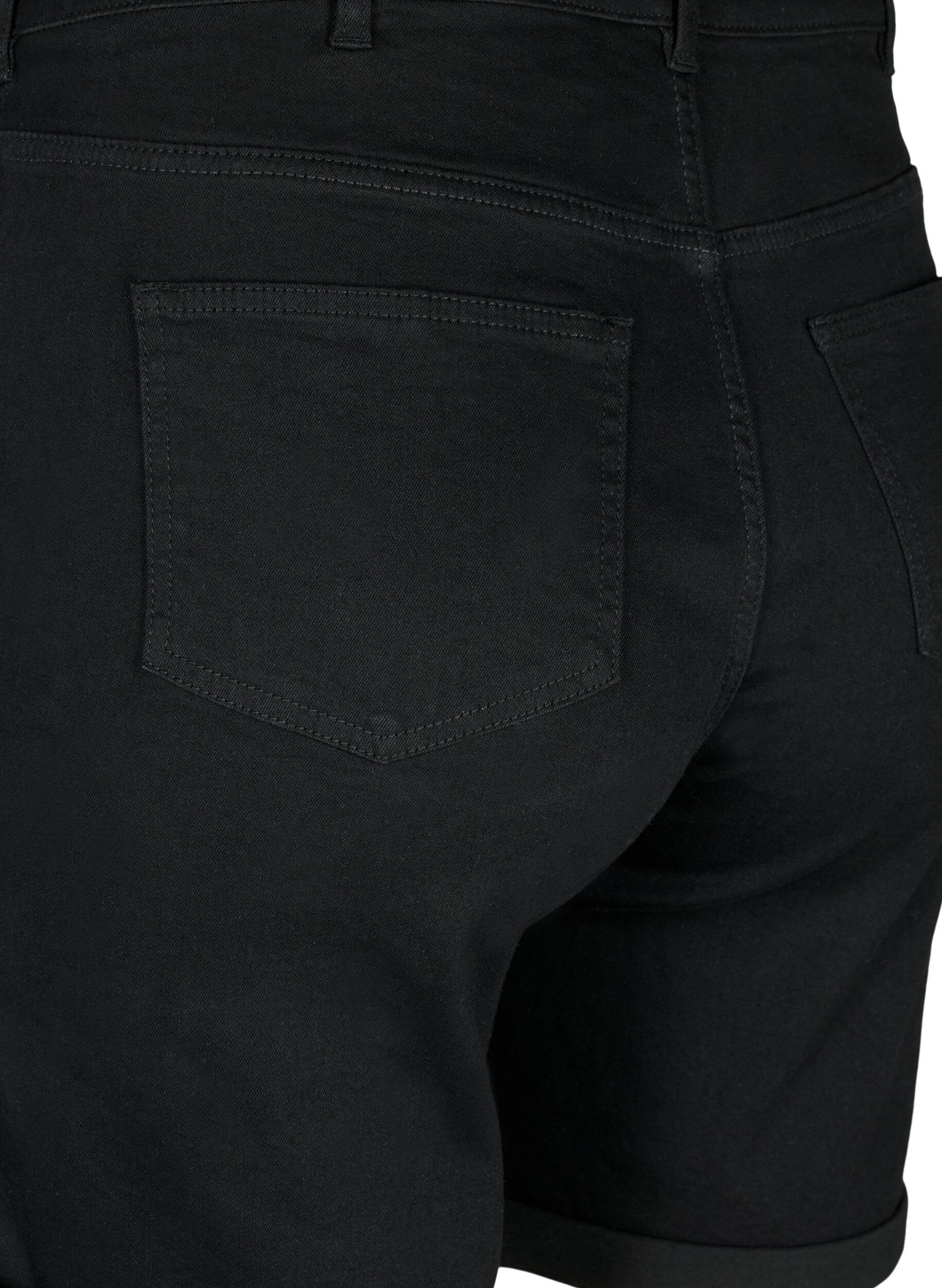 Zizzi T&aelig;tsiddende denimshorts med h&oslash;j talje, Black, Packshot image number 3