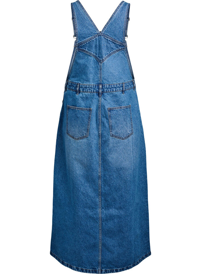 Midi denim overall-kjole, Blue Denim, Packshot image number 1