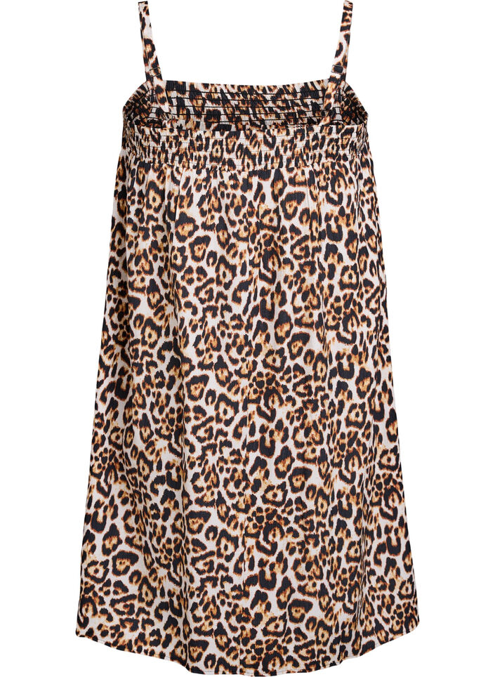 Kort viskose kjole med smalle stropper, Beige, Packshot image number 1