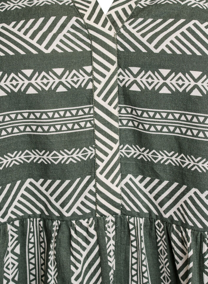 Kort kjole med grafisk print og 3/4 ærmer, Grøn, Packshot image number 2