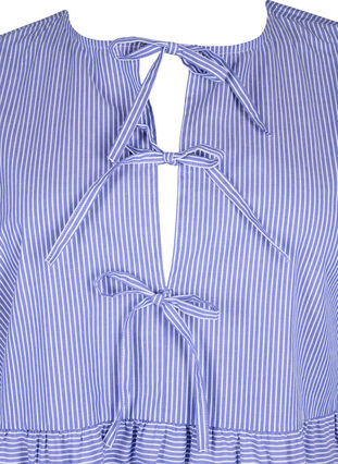 Stribet bluse i bomuld med bindedetalje , Baja Blue Stripe, Packshot image number 2