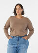 Basis jerseybluse med lange &aelig;rmer, Brun, Model image number 0