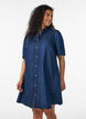 Denimkjole i lyocell med knapper og korte &aelig;rmer, Bl&aring;, Model image number 1