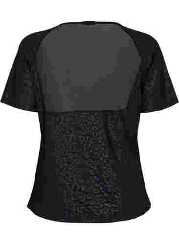 Trænings t-shirt med print og mesh, Black, Packshot image number 1