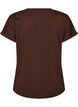 T-shirt i bomuld med blomstermotiv, Brun, Packshot image number 1