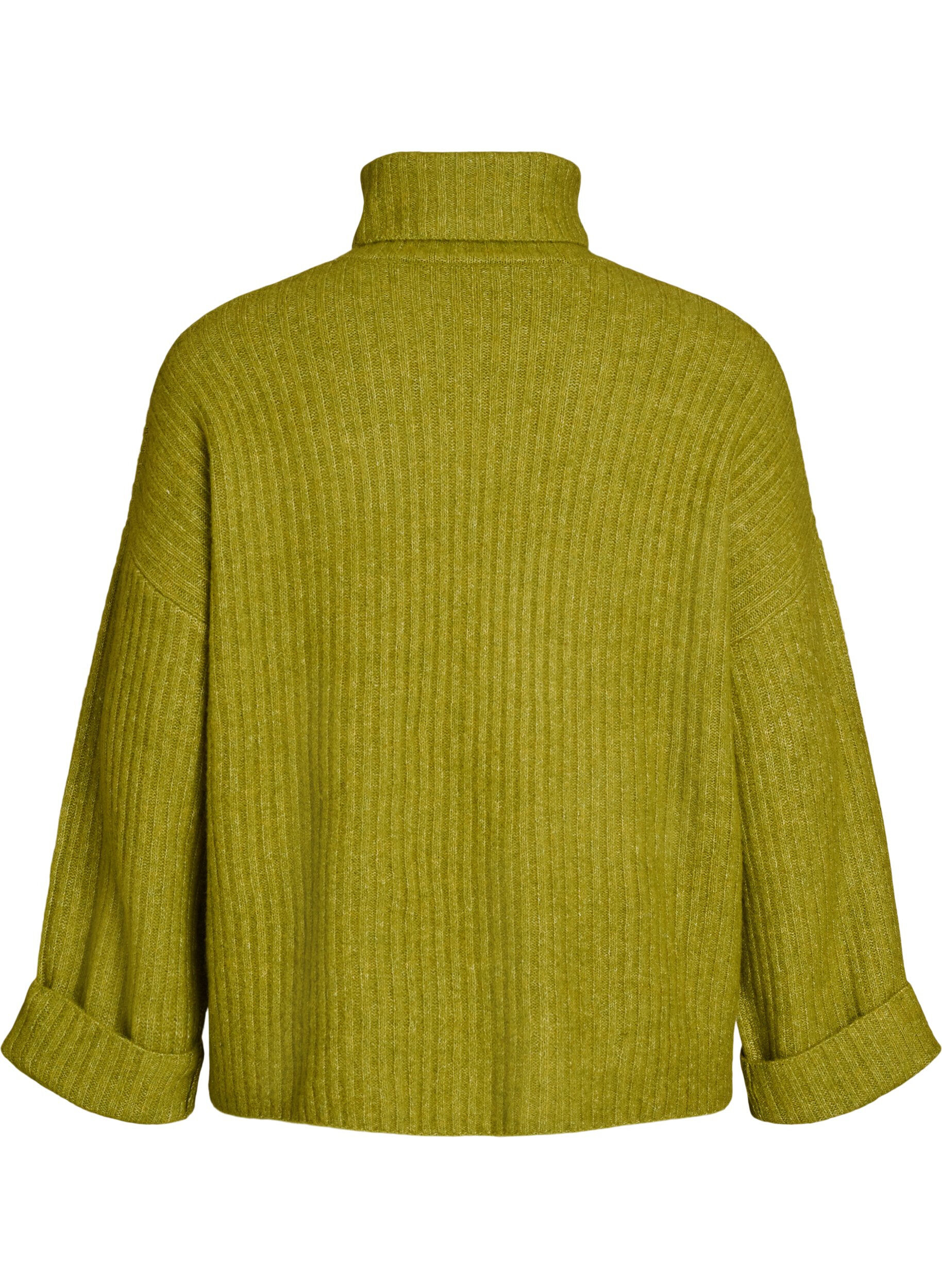 ZizziStrikbluse med rullekrave, Gr&oslash;n, Packshot image number 1