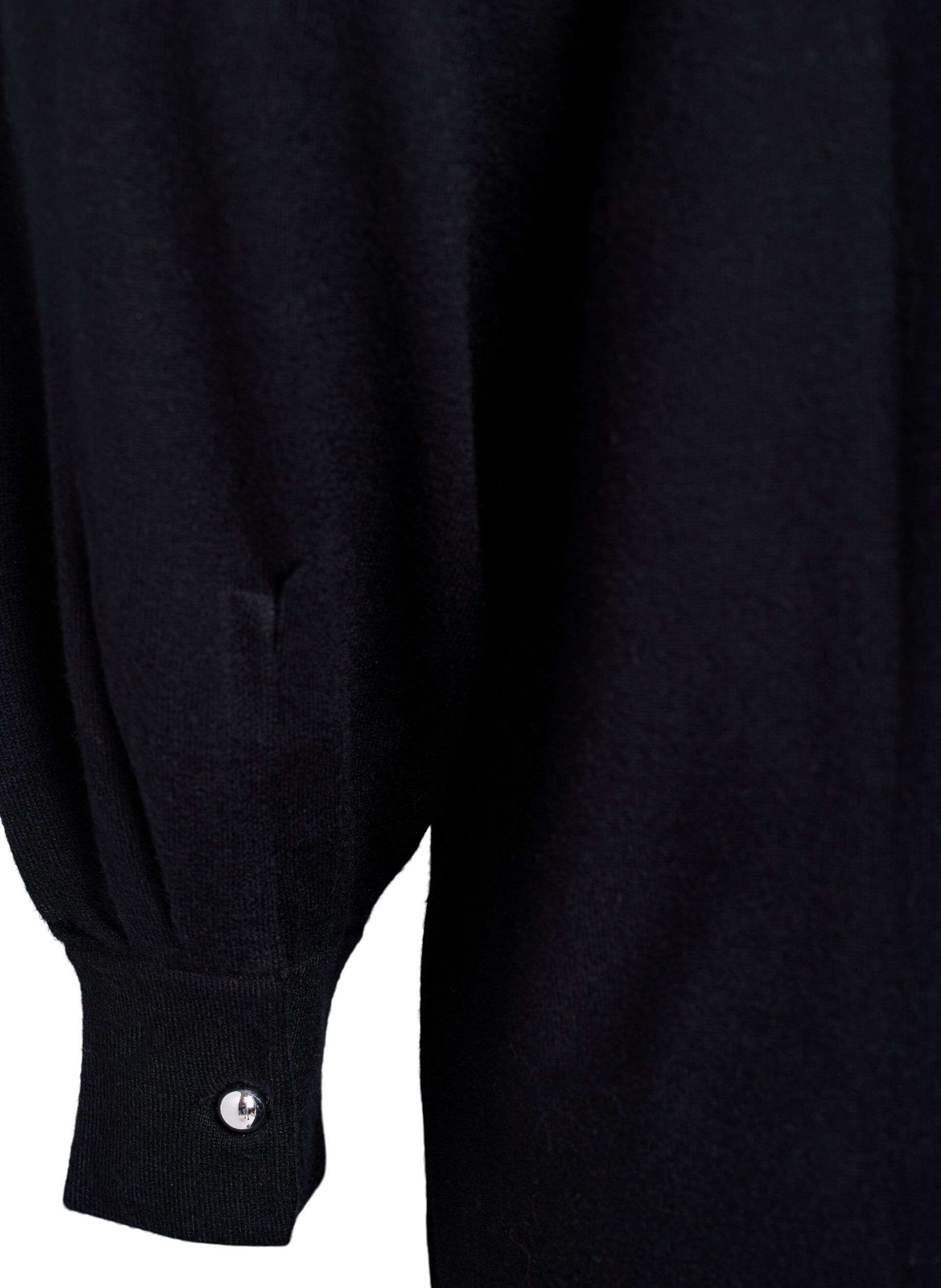 Zizzi Kort strikkjole med raglan&aelig;rmer, Sort, Packshot image number 3