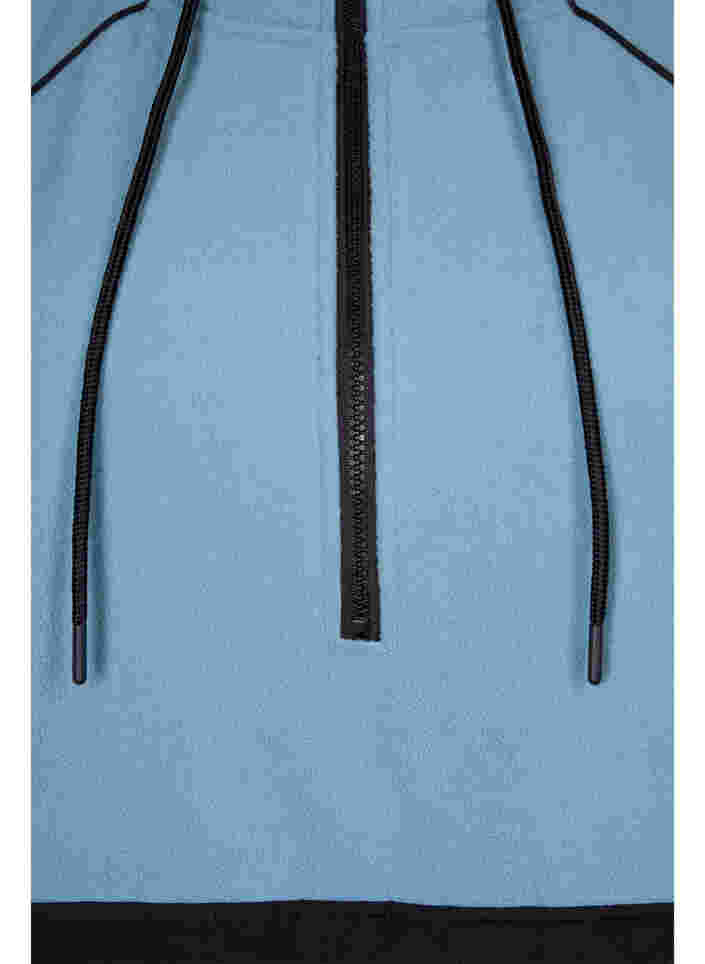 Lang fleece anorak med lynlås, Smoke Blue w. Black, Packshot image number 3