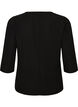 Bluse med asymmetrisk drapering og 3/4 &aelig;rmer, Sort, Packshot image number 1
