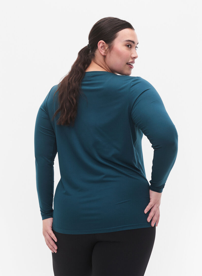 Langærmet træningsbluse, Deep Teal, Model image number 1
