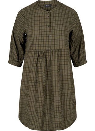 Ternet skjorte tunika med 3/4 ærmer, Ivy Green Check, Packshot image number 0