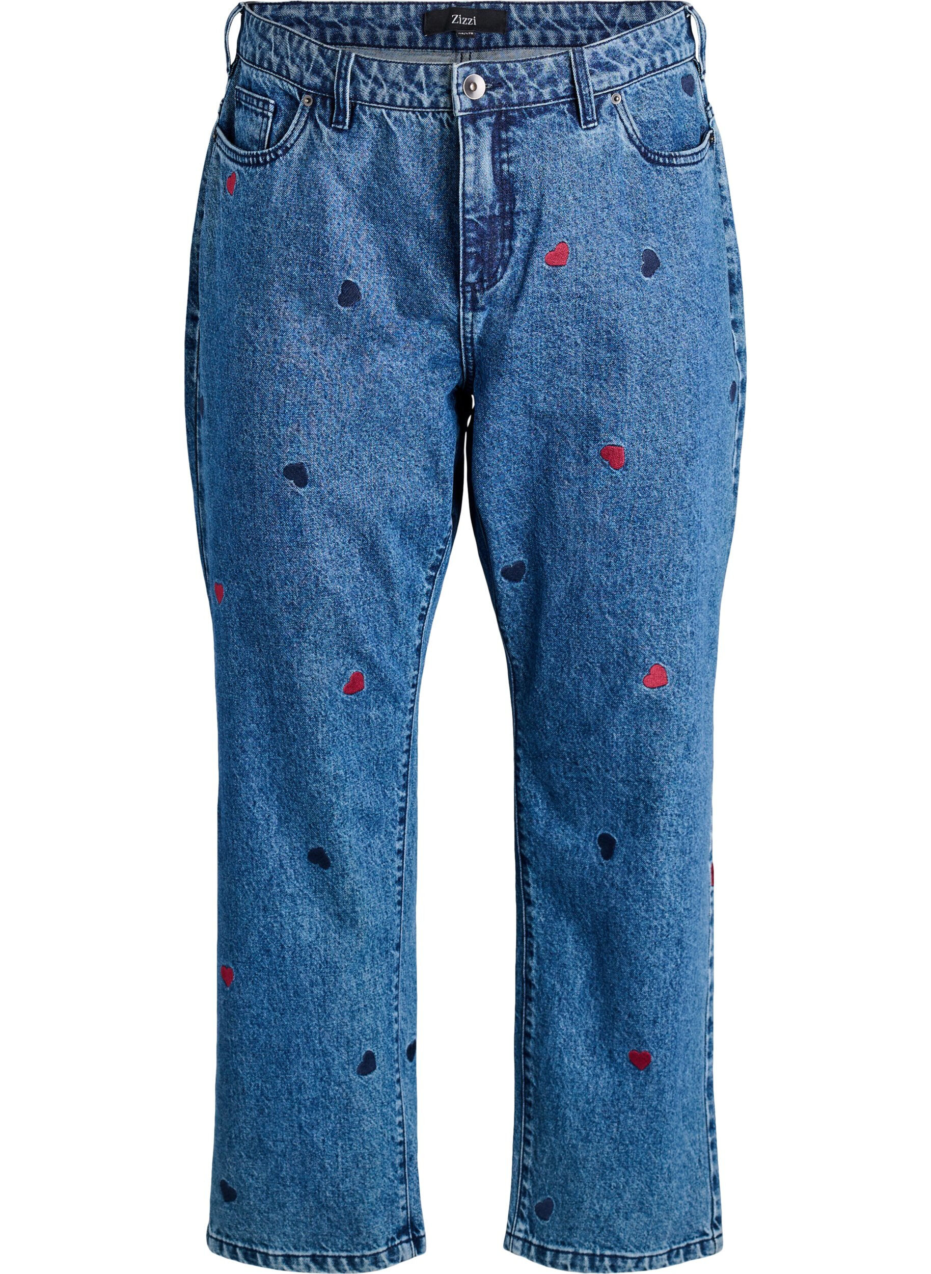 H&oslash;jtaljede Gemma jeans med broderede detaljer