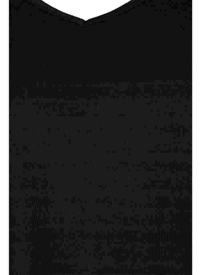 Bluse med 3/4 ærmer og v-udskæring, Black, Packshot image number 2