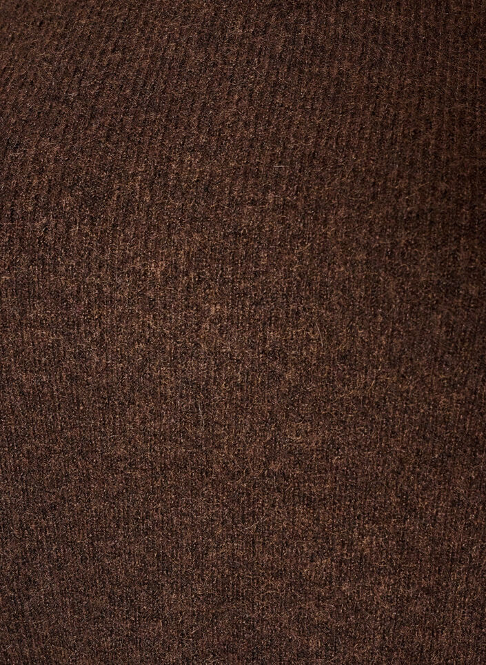 Meleret strikbluse med rund hals, Brun, Packshot image number 2