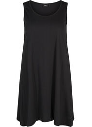 Ærmeløs bomulds kjole med a-shape, Black Solid