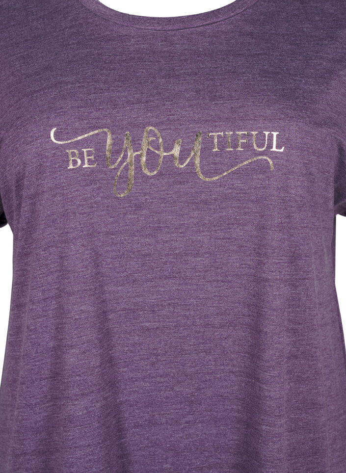 Kortærmet natkjole med tekstprint, , Packshot image number 2