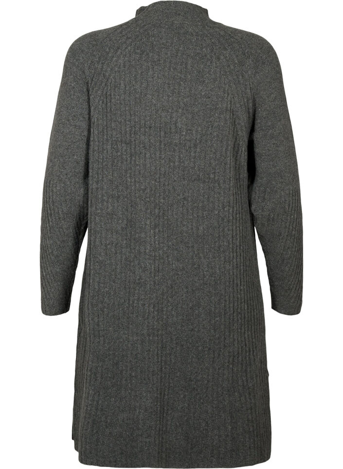 Meleret strikkjole med turtleneck, Dark Grey Melange, Packshot image number 1