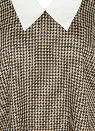 Langærmet skjortetunika i print med stor krave, Houdsthooth, Packshot image number 2
