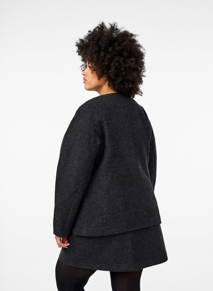 Kort nederdel med a-snit, Dark Grey Melange, Model image number 1