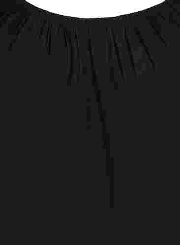 Ensfarvet viskose bluse med korte ærmer, Black, Packshot image number 2