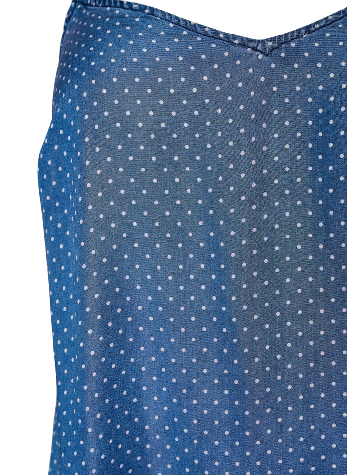 Kn&aelig;lang stropkjole i TENCEL&trade; Lyocell med denimlook, Bl&aring;, Packshot image number 2