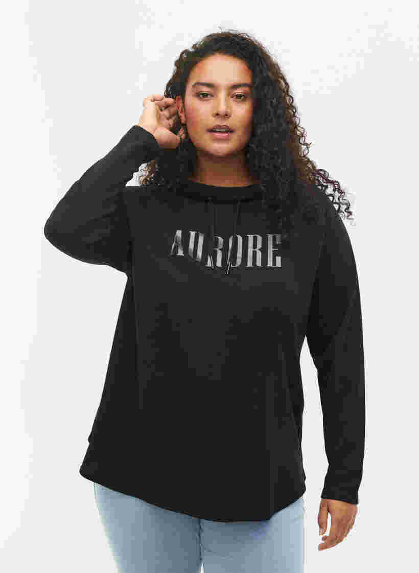 Sweatshirt med høj krave, Black, Model